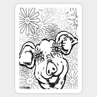 Petals Pig Sticker